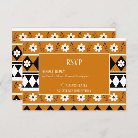 Blume Grenzstreifen Diamond-Boho Blumenmuster RSVP Karte (Vorne/Hinten)