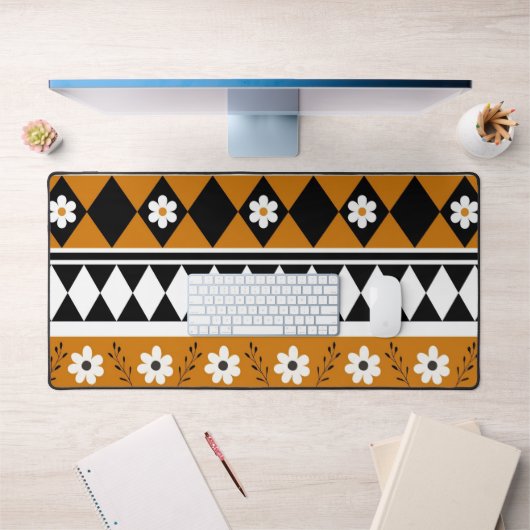Blume Grenzstreifen Diamond-Boho Blumenmuster Schreibtischunterlage (Büro 1)