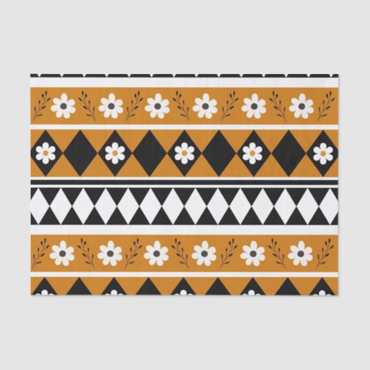 Blume Grenzstreifen Diamond-Boho Blumenmuster Seidenpapier (Vorderseite)