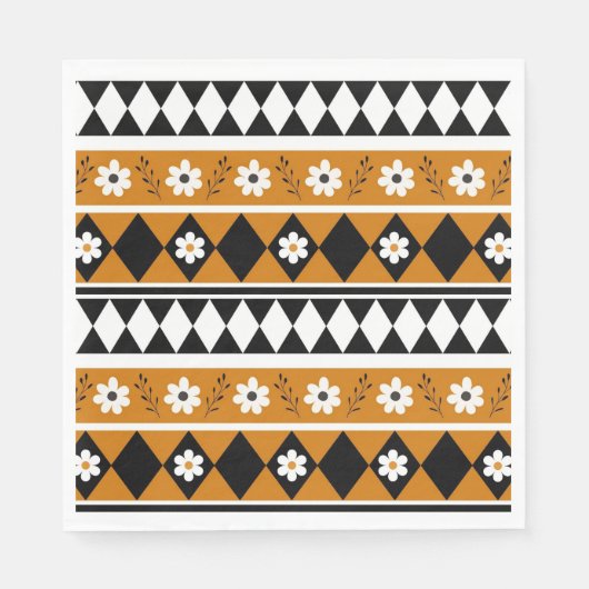 Blume Grenzstreifen Diamond-Boho Blumenmuster Serviette (Vorderseite)