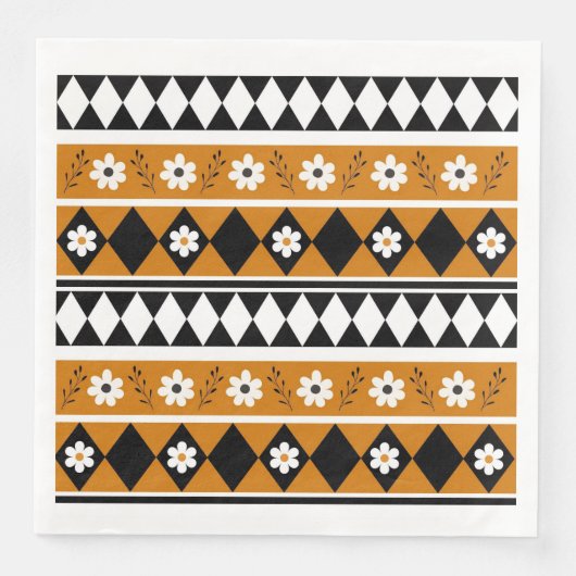 Blume Grenzstreifen Diamond-Boho Blumenmuster Serviette (Vorderseite)