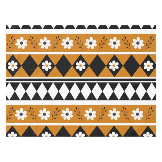 Blume Grenzstreifen Diamond-Boho Blumenmuster Tischdecke (Vorderseite (Horizontal))