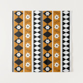 Blume Grenzstreifen Diamond-Boho Blumenmuster Wandteppich (Vorderseite (Horizontal))