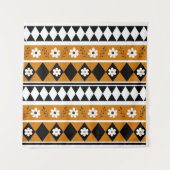 Blume Grenzstreifen Diamond-Boho Blumenmuster Wandteppich (Vorderseite)