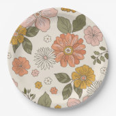 Blume Groovy | Boho | 70ER Pappteller (Vorderseite)