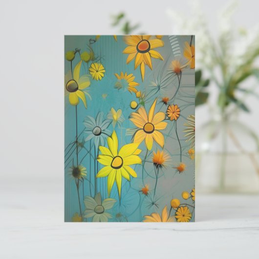 Blume grün dankeskarte (Stehend Vorderseite)