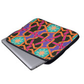 Blume grün orange und lila Geometrisch ethnisch Laptopschutzhülle (Vorne Knopf)