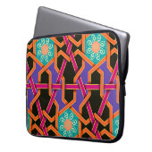 Blume grün orange und lila Geometrisch ethnisch Laptopschutzhülle (Vorderseite Links)