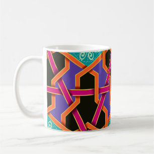 Blume grün orange und lila Geometrisch ethnisch na Kaffeetasse