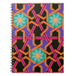 Blume grün orange und lila Geometrisch ethnisch Notizblock