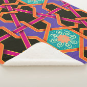 Blume grün orange und lila Geometrisch ethnisch Sherpadecke (3/4)