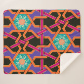 Blume grün orange und lila Geometrisch ethnisch Sherpadecke (Vorderseite (Horizontal))