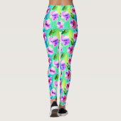 Blume Grün, Rosa und Blau Leggings (Rückseite)