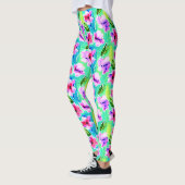 Blume Grün, Rosa und Blau Leggings (Links)