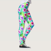 Blume Grün, Rosa und Blau Leggings (Rechts)