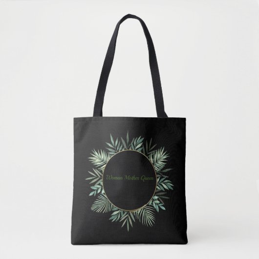 BLUME GRÜN SCHWARZ MIT DEDICATION TOTE BAG TASCHE (Vorderseite)