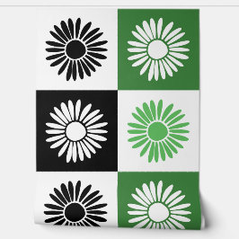 Blume Grün, Schwarz und Weiß Tapete