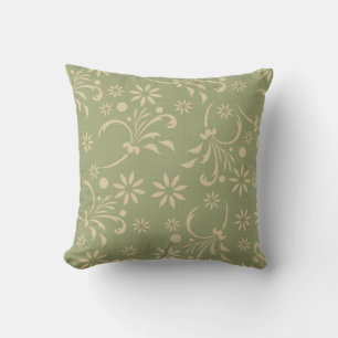 Blume, grün und cremefarben, American MOJO Pillow Kissen