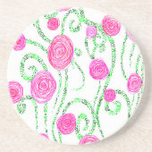 Blume grün und rosa getränkeuntersetzer (Vorne)