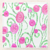 Blume grün und rosa glasuntersetzer (Vorderseite)