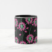 Blume Grün und Rosa Nahtloses Muster Tasse (Zentrum)