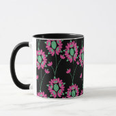 Blume Grün und Rosa Nahtloses Muster Tasse (Links)