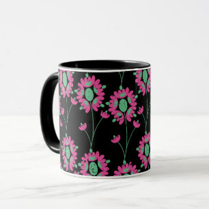 Blume Grün und Rosa Nahtloses Muster Tasse