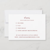 Blume Grüne Dark Red Maroon Hochzeit RSVP Karte (Rückseite)