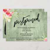 Blume Grüne Holzhandschrift verzögert Hochzeit Einladung (Vorne/Hinten)
