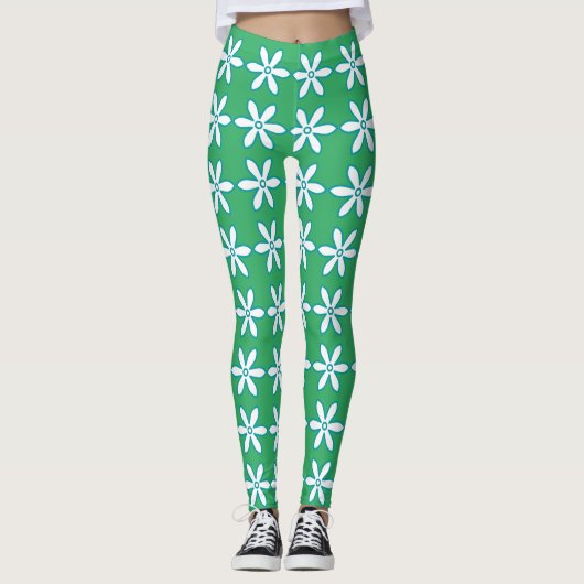 Blume Grüne Leggings (Vorderseite)