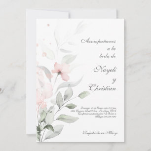 Blume Grüne und Rosa Einladung
