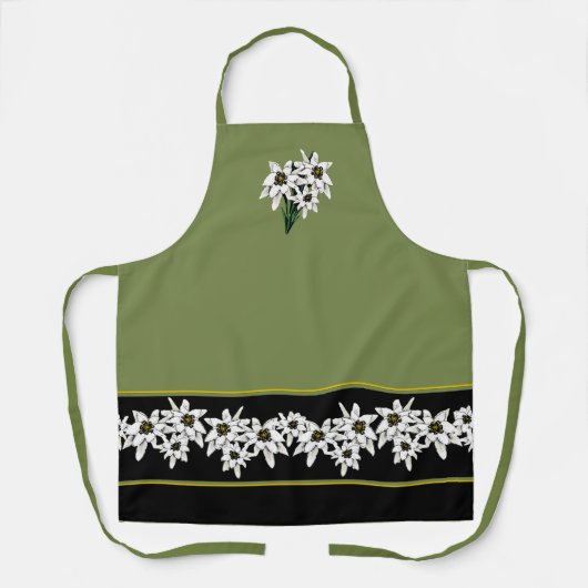 Blume Grüne und Schwarze Edelweiss Erwachsene Schü Schürze (Vorderseite)