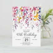 Blume Grüne Wildblumen 40. Geburtstag Einladung (Stehend Vorderseite)