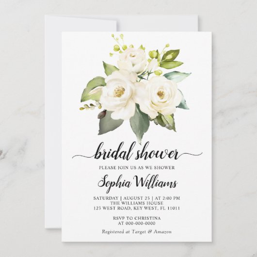 Blume Grünes Brautparty Einladung (Vorderseite)