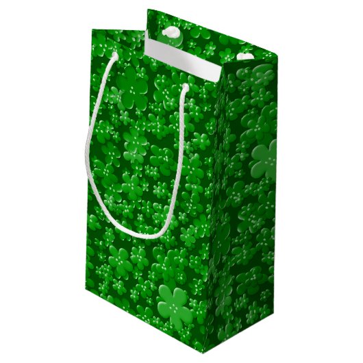 Blume, grünes GIFT BAG S Kleine Geschenktüte (Rückseite Schrägansicht)
