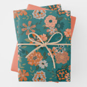 Blume Grünes orangefarbenes botanisches Geschenk Geschenkpapier Set (Beispiel)