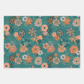 Blume Grünes orangefarbenes botanisches Geschenk Geschenkpapier Set (Vorderseite)