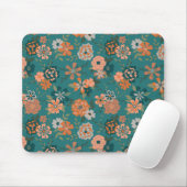 Blume Grünes Orangefarbenes Muster Mädchen Mousepad (Mit Mouse)