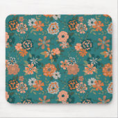 Blume Grünes Orangefarbenes Muster Mädchen Mousepad (Vorne)
