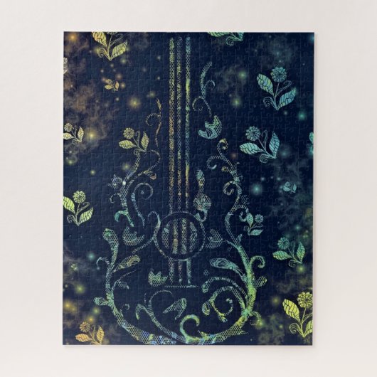 Blume Guitar Art Puzzle - Romantische Musik (Vertikal)