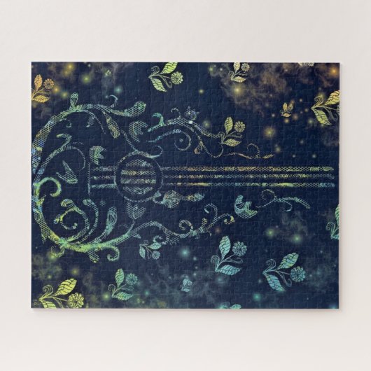 Blume Guitar Art Puzzle - Romantische Musik (Horizontal)