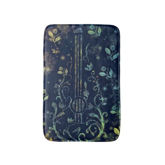 Blume Guitar Bath Mat Modernes Design Badematte (Vorderseite Vertikal)