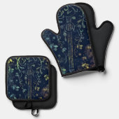 Blume Guitar Oven Mitt & Pot Holder Set (Vorderseite/Rückseite)