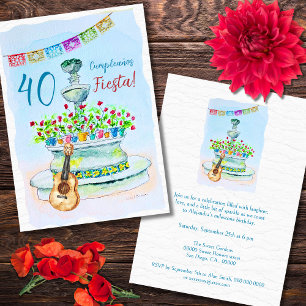 Blume Guitar Watercolor Mexican Fiesta Geburtstag Einladung