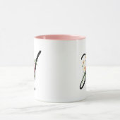 Blume "H", Schwarz, Weiblich, Buchstaben "H", Rosa Tasse (Zentrum)