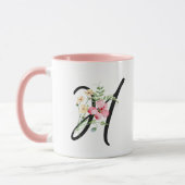 Blume "H", Schwarz, Weiblich, Buchstaben "H", Rosa Tasse (Links)