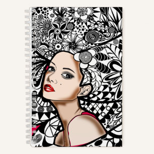 Blume Hair Lady Notebook Notizblock