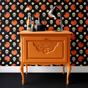 Blume Halloween und Orange Skull Pumpkin Tapete