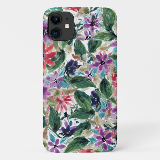 Blume | Handgemalte violette Blumen Case-Mate iPhone Hülle (Rückseite)