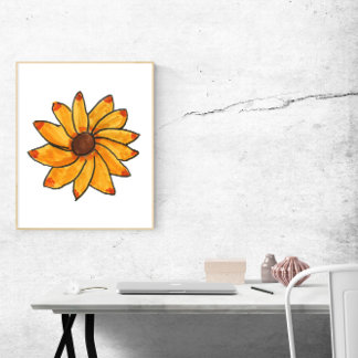 Blume Handgezeichnete Gelbmarkierung Poster